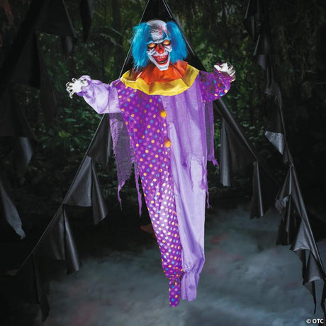 RADYAN Talking Hanging Clown Halloween Decoration with Sound and Movement shown in a clear product image