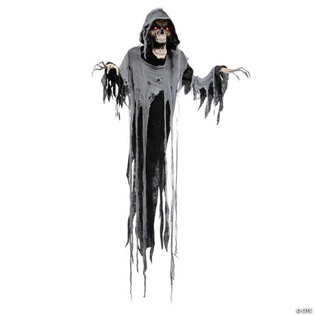 RADYAN Hanging Animated Reaper Halloween Decoration with Motion-Activated Sound shown in a clear product image