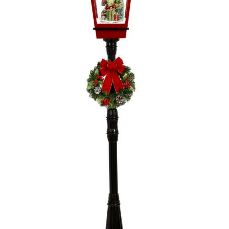72" Snowing Lamp Post with Elf and Gift Boxes - Mark Roberts