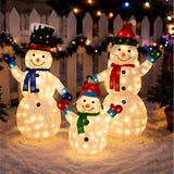 Lighted Snowman Set Christmas Yard Decor Warm White LED