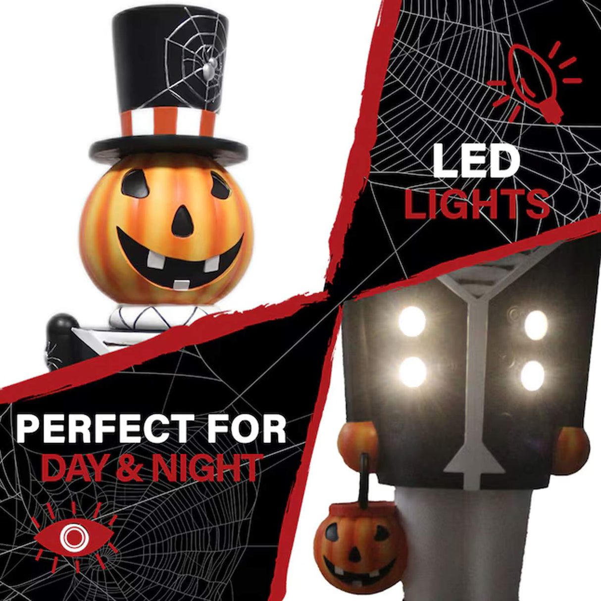 4ft Lighted Jack-o-Lantern Nutcracker Resin Porch Decoration