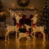 Lighted Silver Reindeer Christmas Yard Decor Set