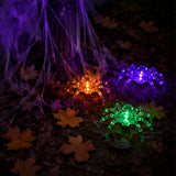 3 Pack Light Up Spider Halloween Decor Orange Green UV