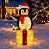 Lighted Penguin Gift Box Christmas Yard Decoration