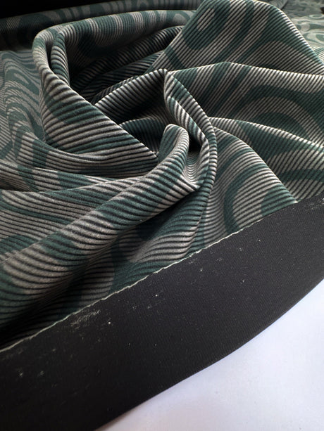 Polyamide Elastane Knitted Fabric Green Black Printed