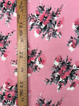 Printed Polyester Fabric Gray Pink Floral