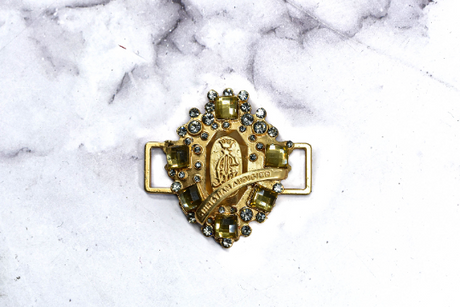 Rhinestone Buckle Slider Gold