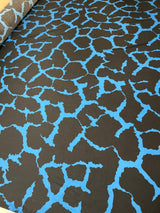 Polyester Elastane Knitted Fabric Printed Blue Black