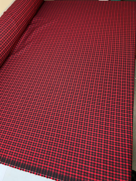 Wool Tweed Checked Red Black