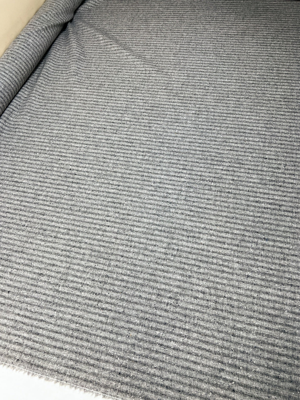 Gray Wool Flammé Stripe Fabric