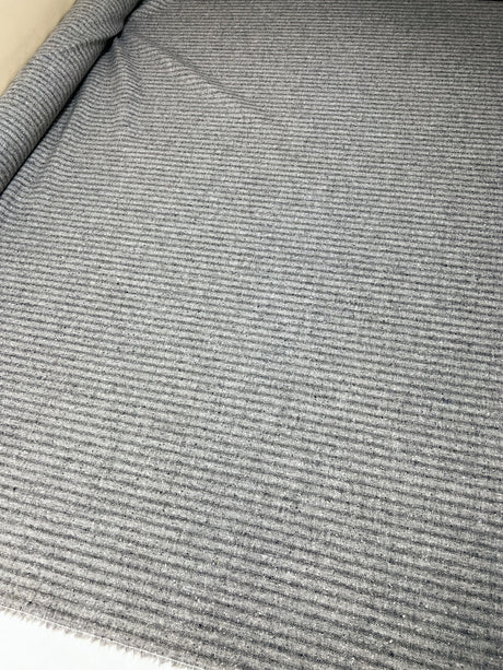 Gray Wool Flammé Stripe Fabric