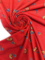 Acrylic Knitted Fabric Red Blue Paisley Floral
