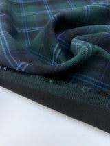Wool Cotton Checked Tweed Coat Fabric