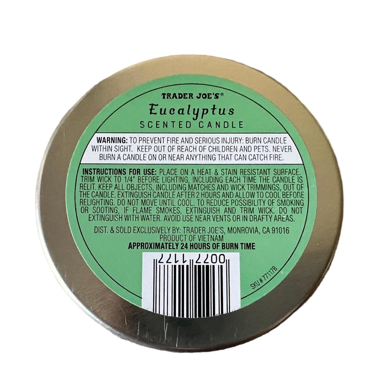 Trader Joe’s Eucalyptus Scented Candle - a Lead-Free Cotton Wick | 5.7 Oz