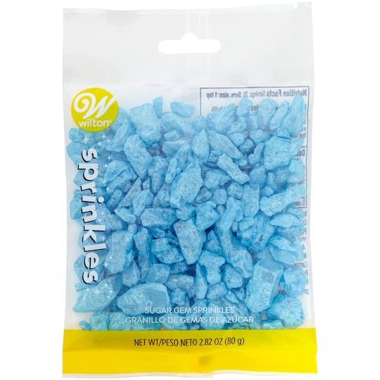 Wilton Blue Sugar Gems Geo Rocks Stones edible 2.82 oz