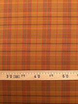 Cotton Basket Weave Checked Orange Fabric