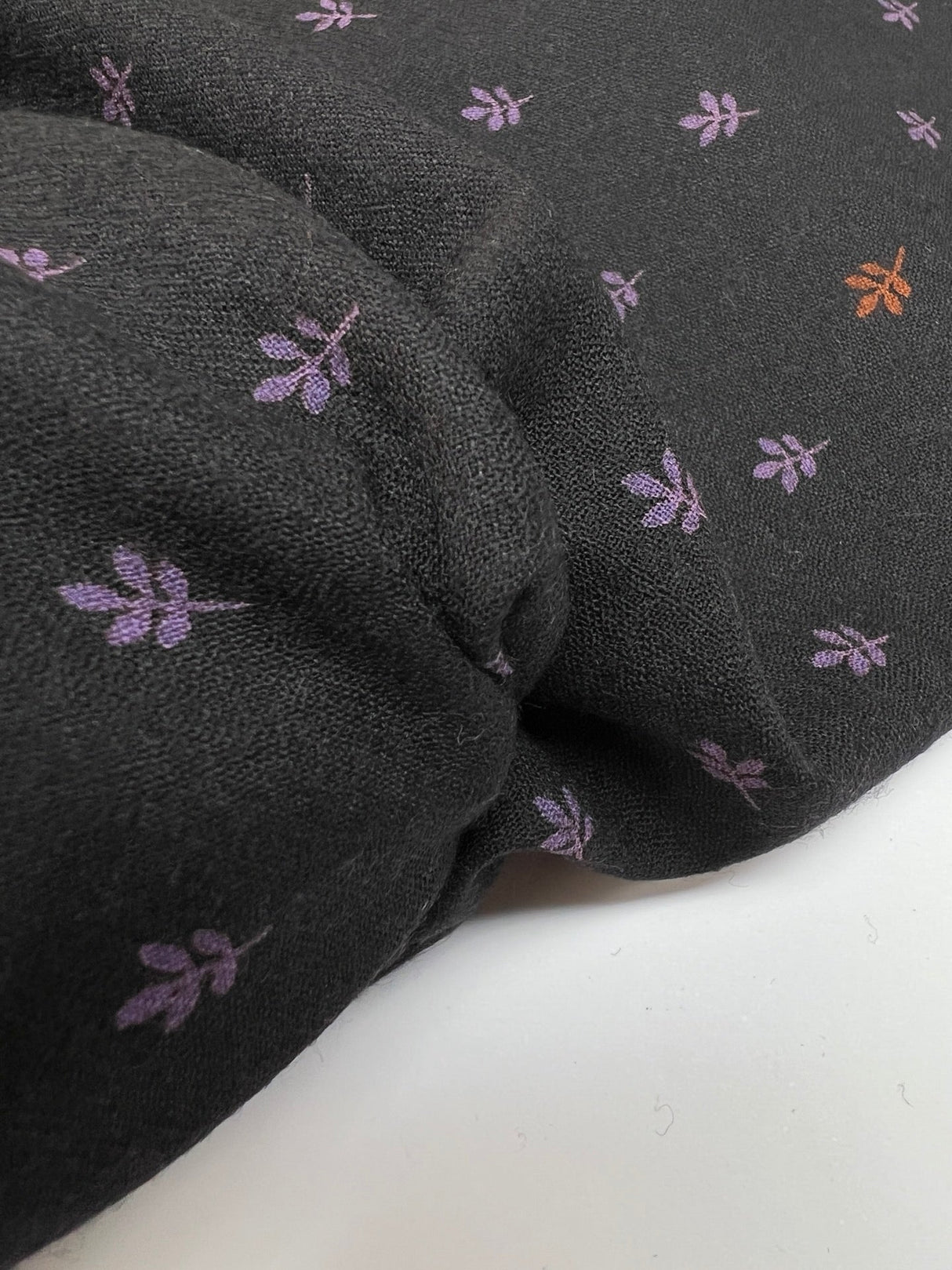 Printed Wool Fabric Purple Black
