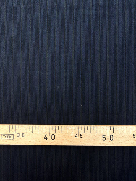 Italian Wool Blue Black Striped Fabric