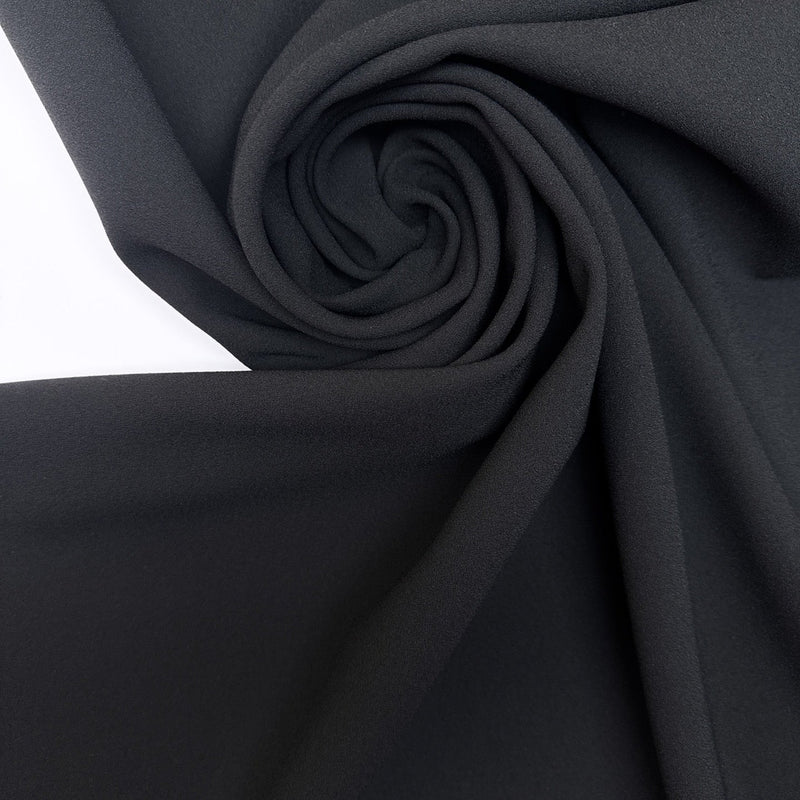 Black Polyester Elastane Crepe