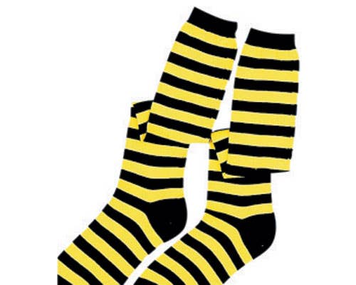 Black and Yellow Socks (Item Packed By the Dozen)