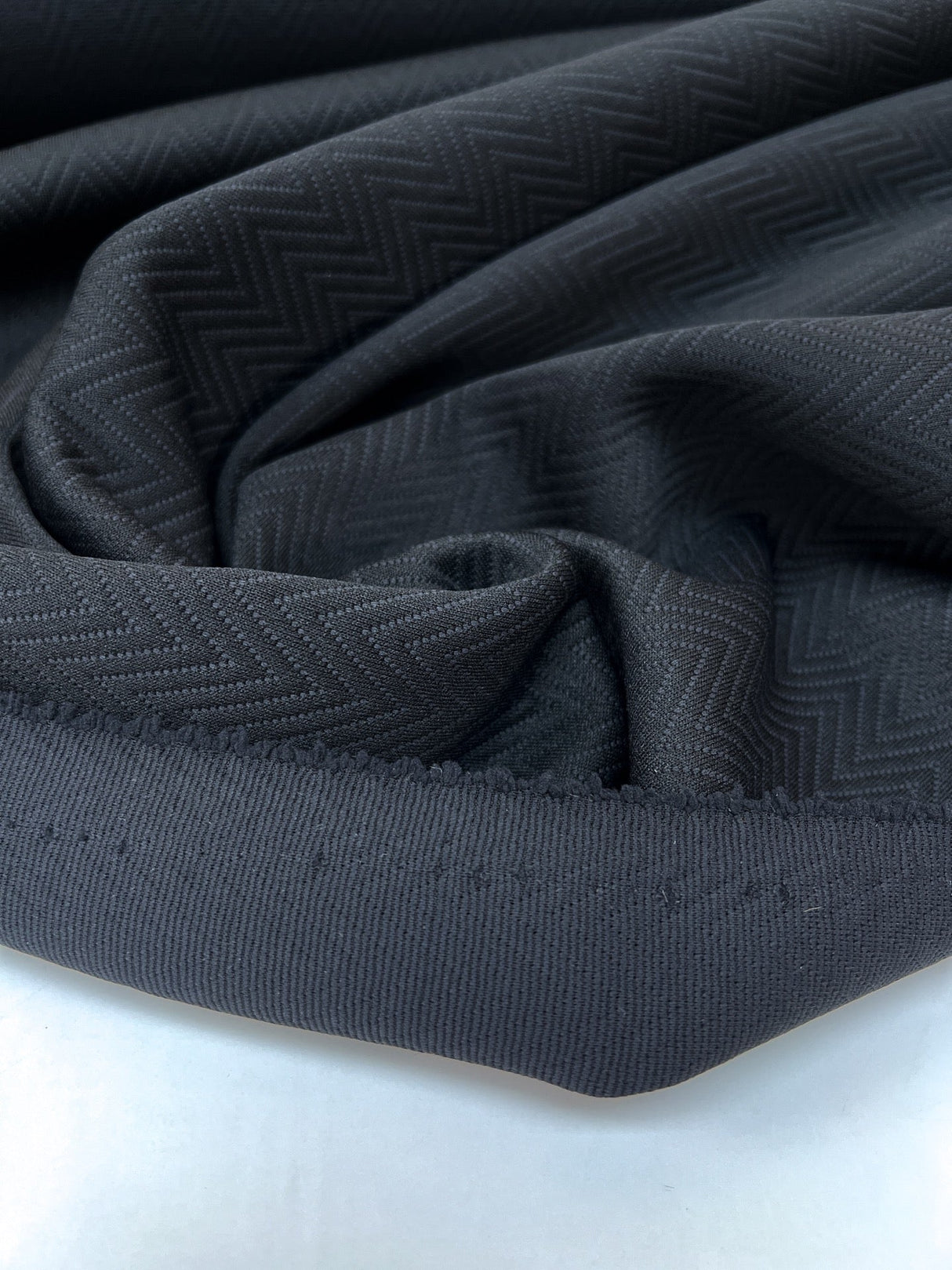 Bonded Blue-Black Stretch Knitted Fabric