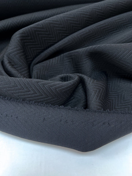 Bonded Blue-Black Stretch Knitted Fabric