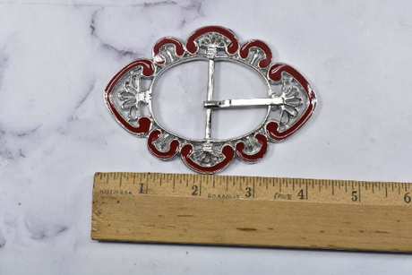 Western Style Belt Buckle Red 3x4