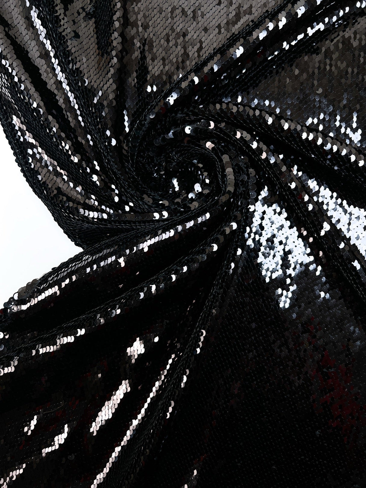 Black Knitted Sequins Polyamide Elastane