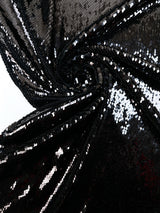 Black Knitted Sequins Polyamide Elastane