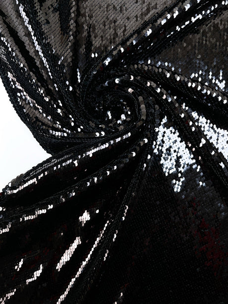 Black Knitted Sequins Polyamide Elastane