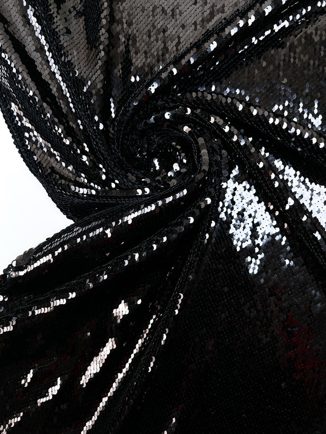 Black Knitted Sequins Polyamide Elastane