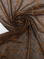 Wool Embroidered Fabric Brown