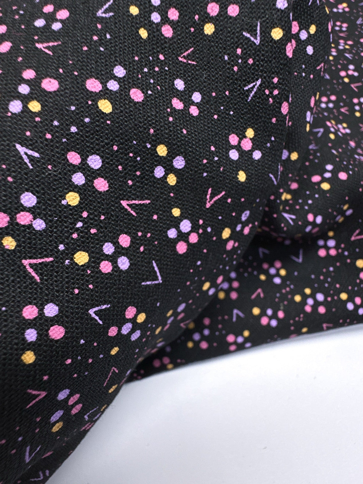 Virgin Wool Printed Black Pink Fabric