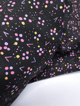 Virgin Wool Printed Black Pink Fabric
