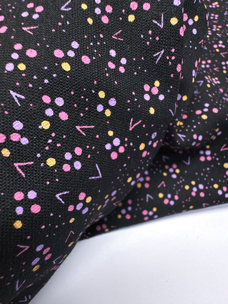 Virgin Wool Printed Black Pink Fabric