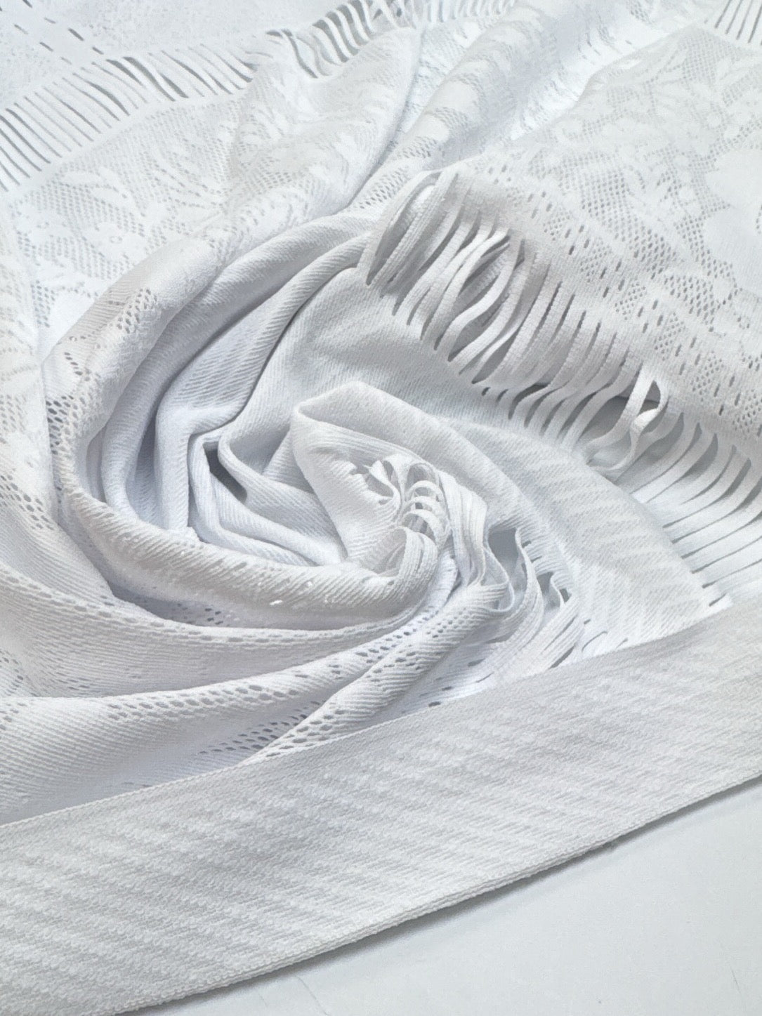 Polyamide Elastane Knitted Fabric White Panel Print