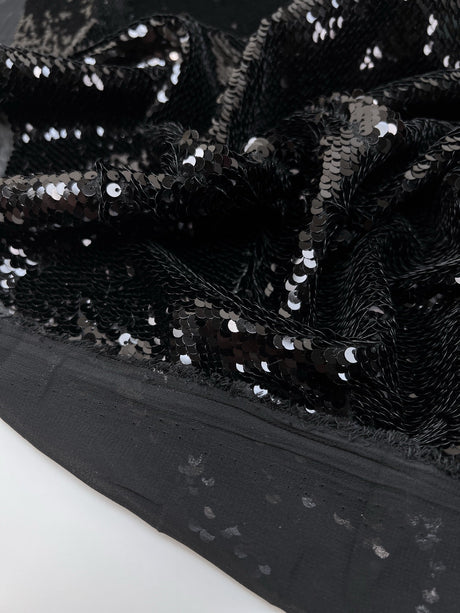 Black Polyamide Crepe Sequins