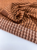 Wool Houndstooth Brown Beige