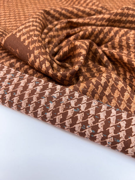 Wool Houndstooth Brown Beige
