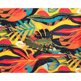 African Print Stretch Cotton Satin Fabric - Orange, Yellow, Teal, Green, Blue, Black Kalahari Camo, 58" Width (1 Yard)