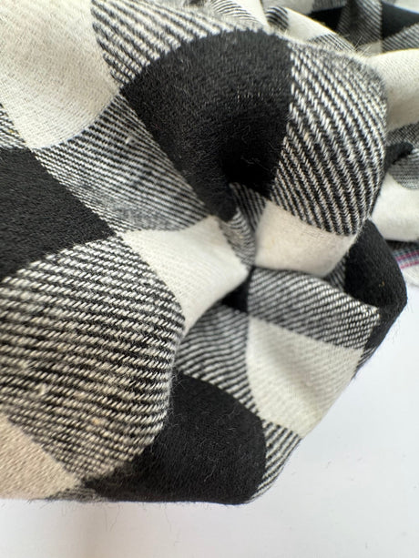 Cotton Flannel Checked Black White