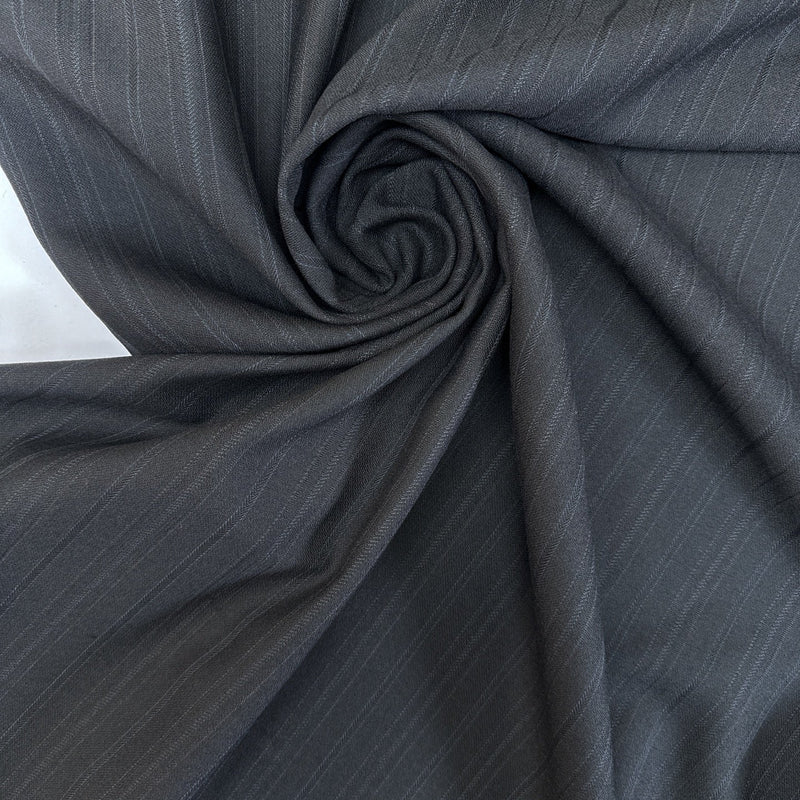 Italian Wool Tweed Striped Brown Blue