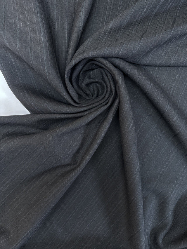 Italian Wool Tweed Striped Brown Blue