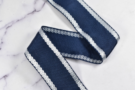 Jacquard Ribbon Trim Greek Metallic 1.50"
