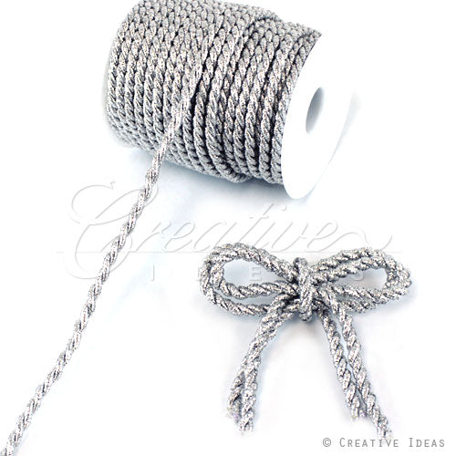 6Mm 2 Ply Twist Cords - 25 Yards (Silver)