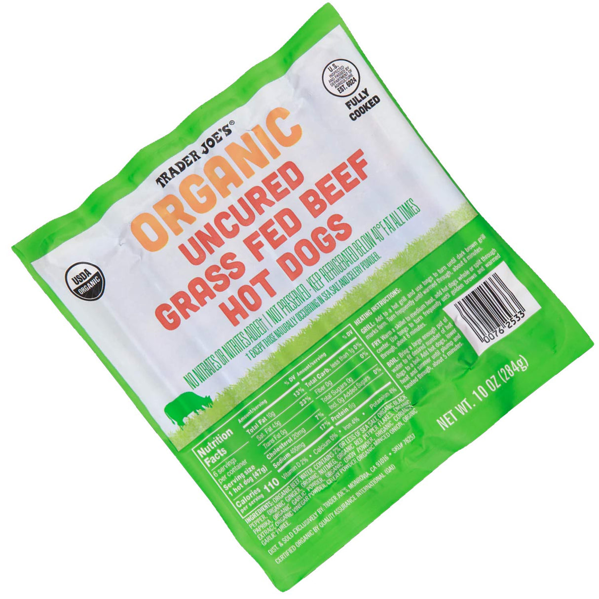Organic Uncured Grass-Fed Beef Hot Dogs 10 oz