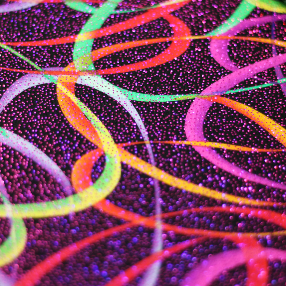 Wild Confetti Nylon Spandex Fabric - Multicolor Rainbow Crescent Print, 58-60" Width (1 Yard)