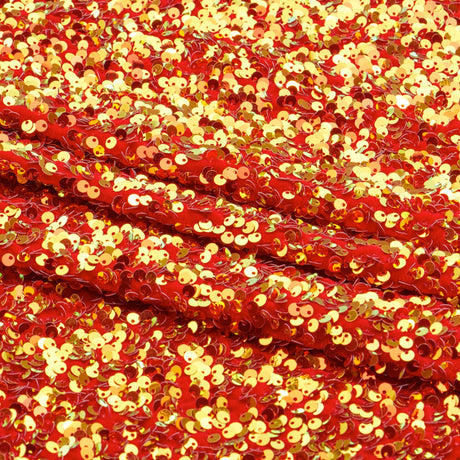 Duchess Stretch Velvet Sequin Polyester Spandex Fabric - Embroidered 3-D Sequins, 46/47" Width (1 Yard)