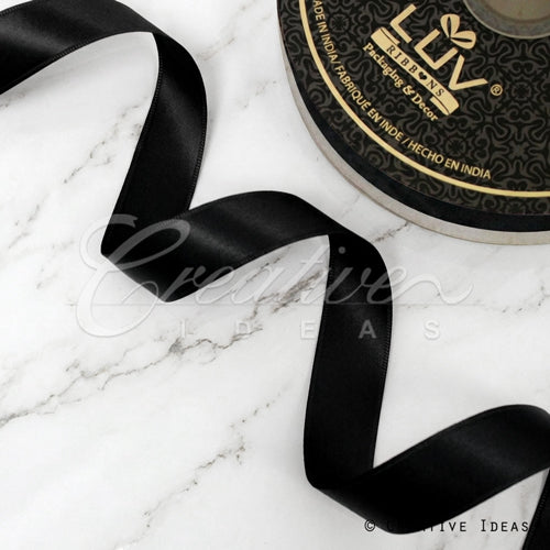 7/8" Double Face Satin-50 Yds (Black)