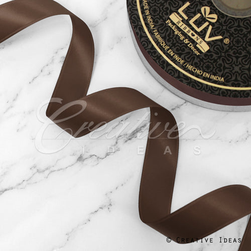 7/8" Double Face Satin-50 Yds (Brown)